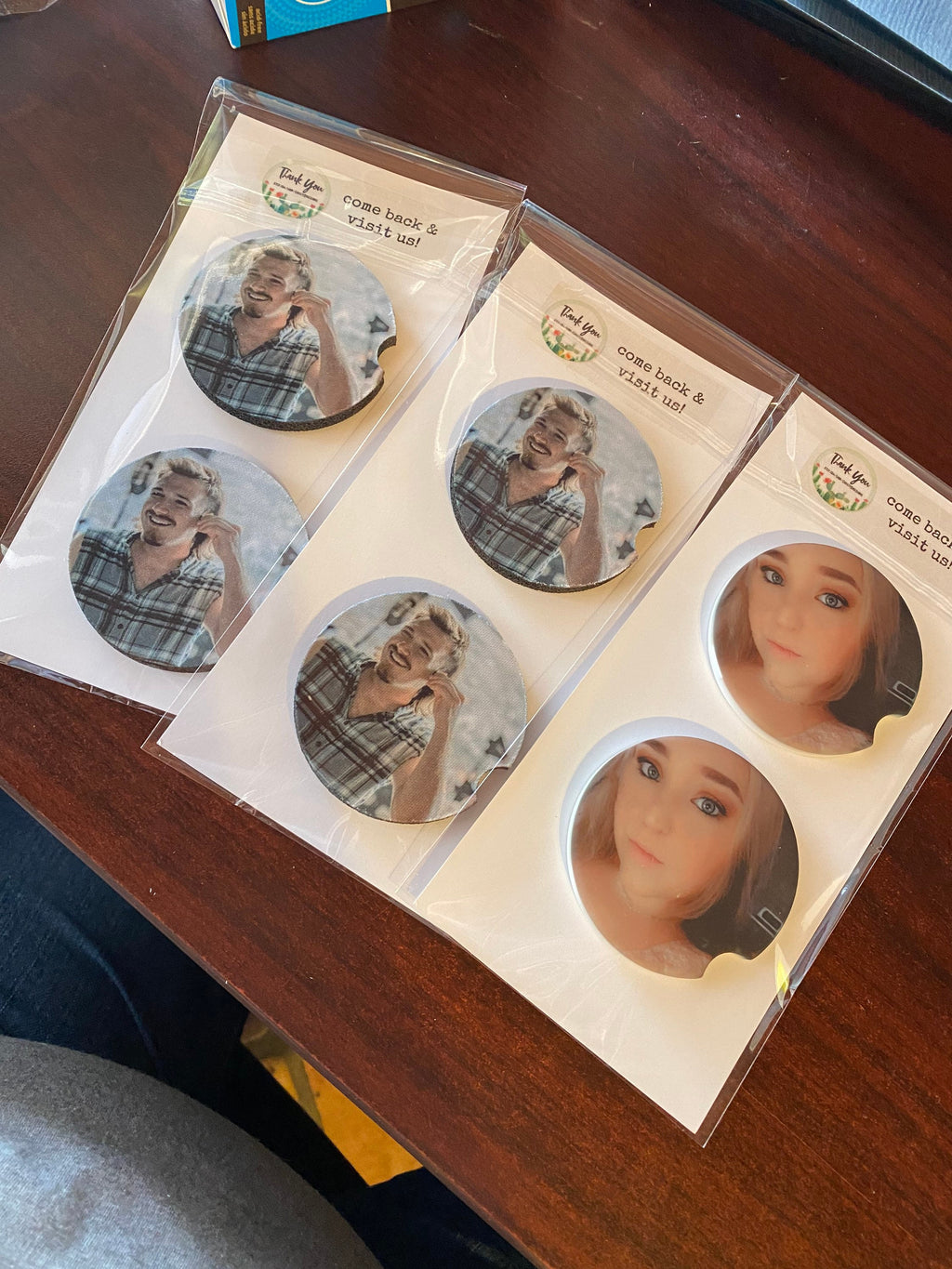 Personalized Car Coasters – Photo Gift, Set of 2