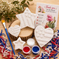 Ceramic Flag Coloring Kit, Star Heart Figurines, Paint Brush (Activity Set)