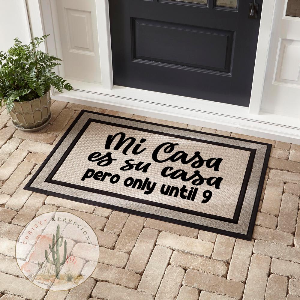 Mi Casa Es Su Casa Doormat, Floral Accent, Funny Welcome Mat