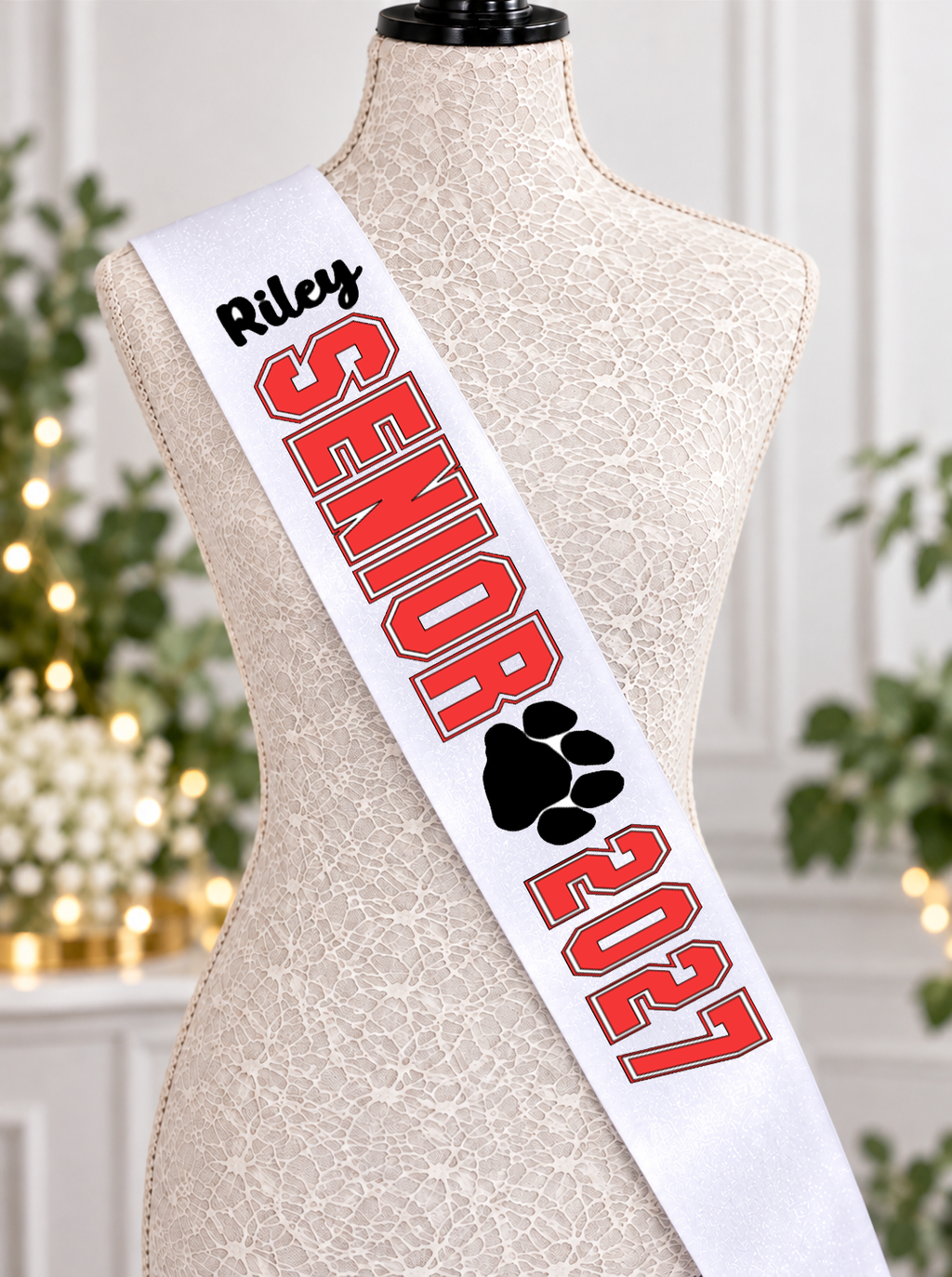 Custom Glitter Senior Sash – Team Logo, Sport Graduation Sash