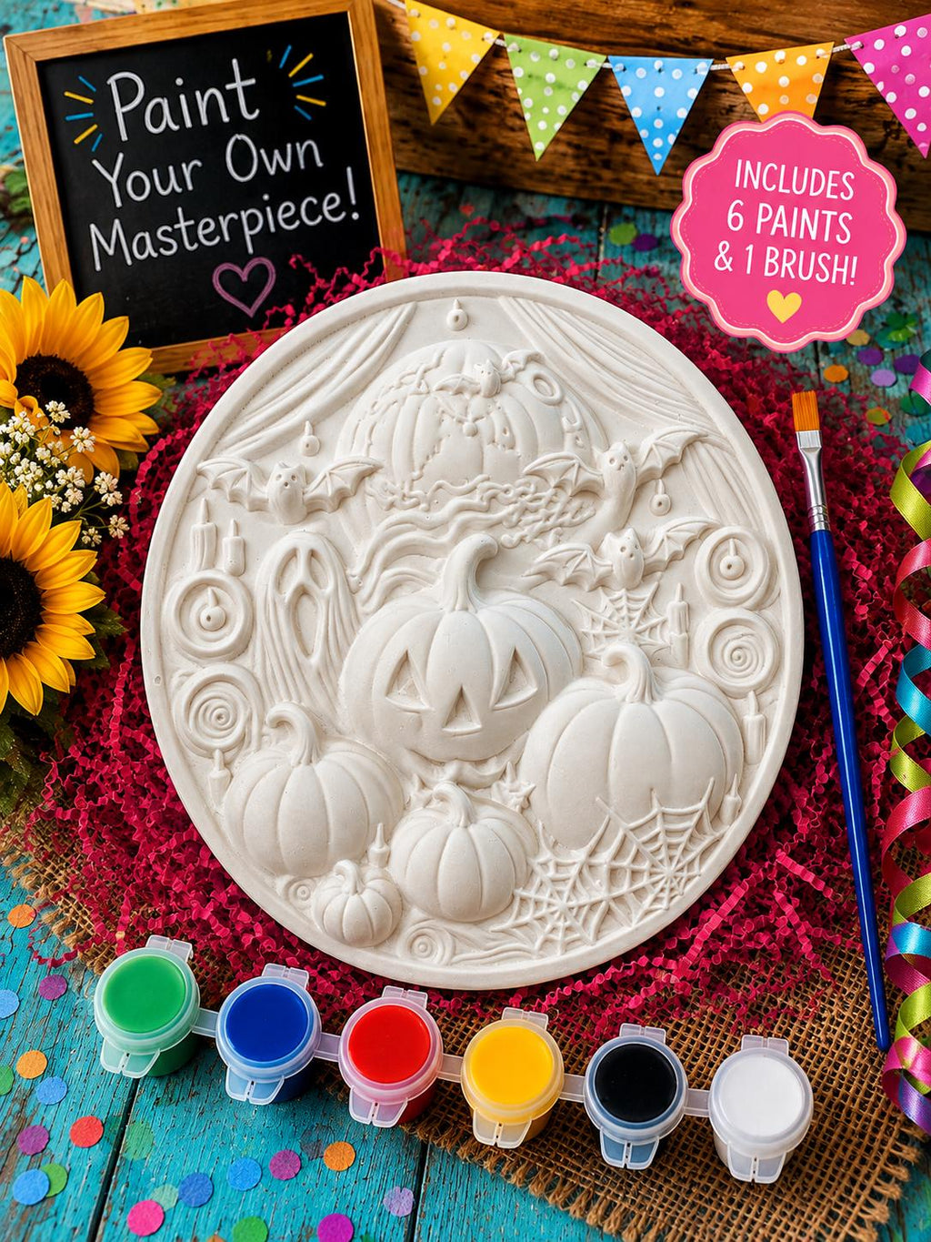 Halloween Pumpkin Semi-3D Coloring Kit. Paint your own