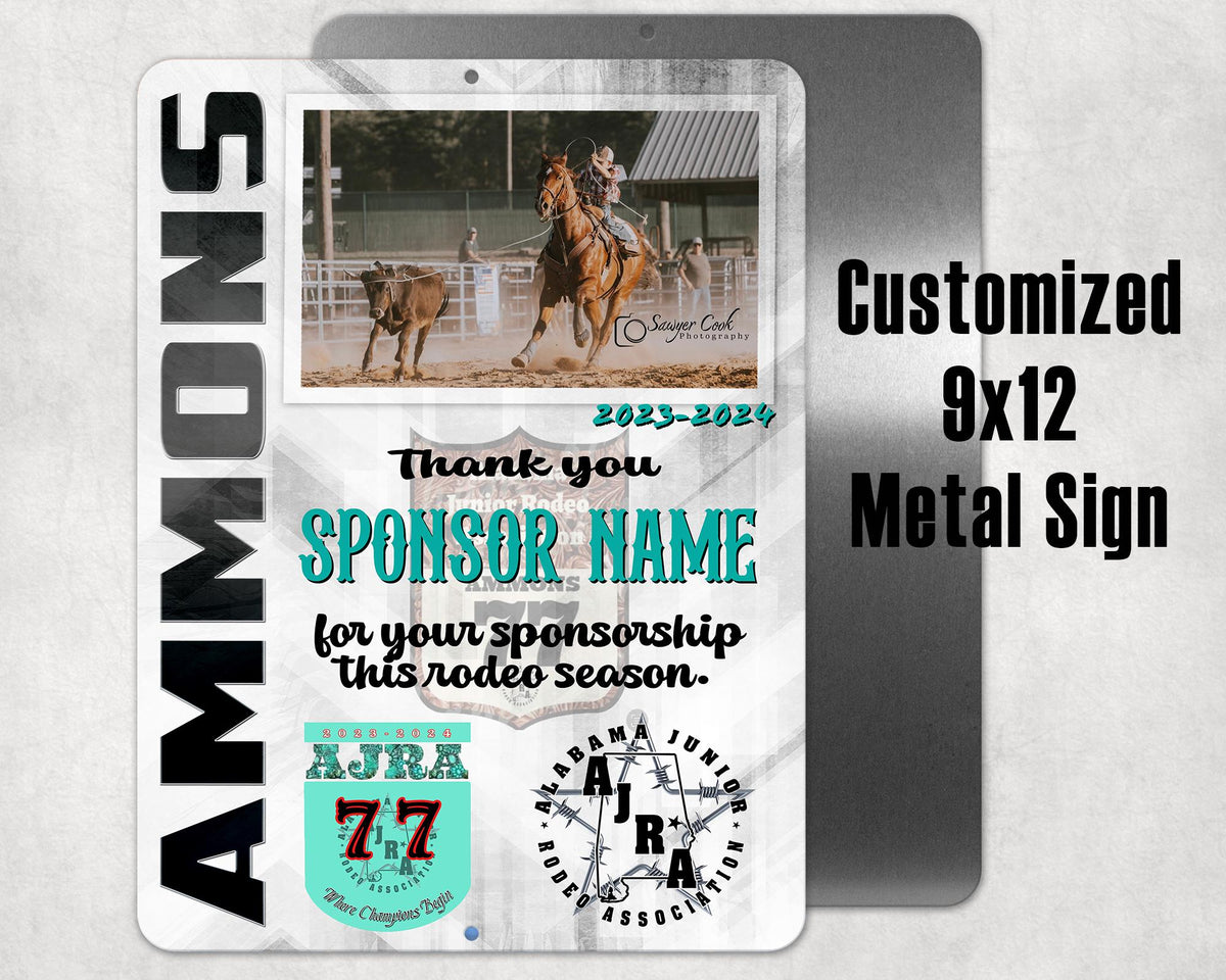 Customized 9x12 Metal Sign, Rodeo Sponsorship, Team Photo, Man Cave Decor