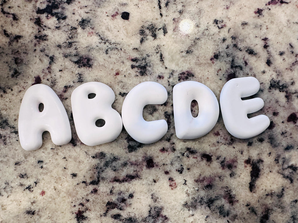 Bubble Letter Fridge Magnets. Paint Your Own Letter Fridge Magnet Kit, DIY Ceramic Alphabet Magnet Craft