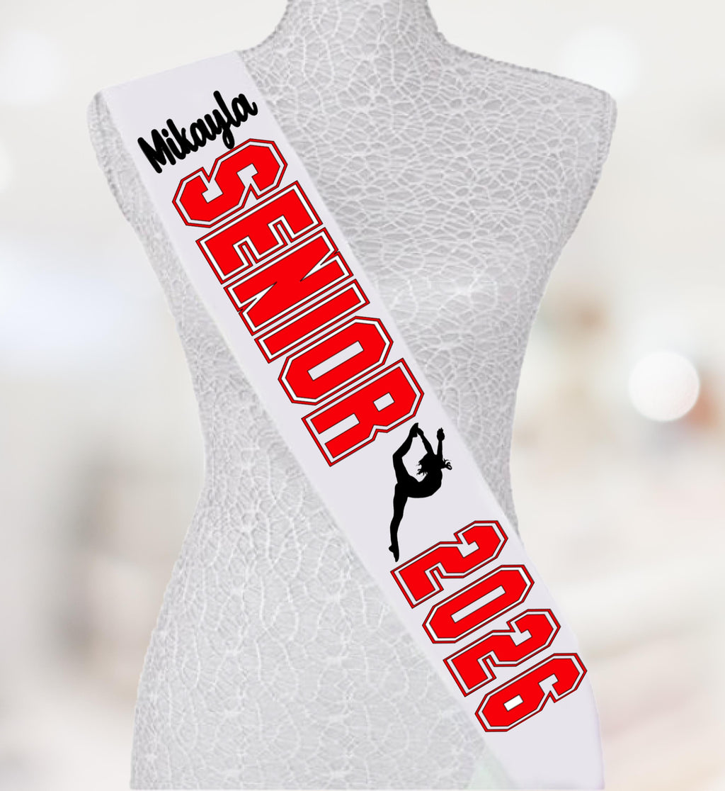 Senior Sashes - Dance sashes. Leaping Dancer. Customized sash for any occasion. Glitter sashes