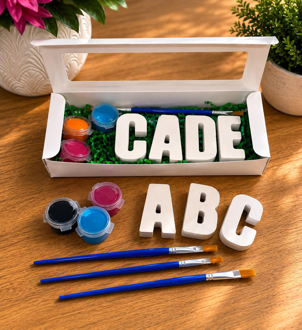 Alphabet DIY Plaster Starter Kit. Create your own party favors.