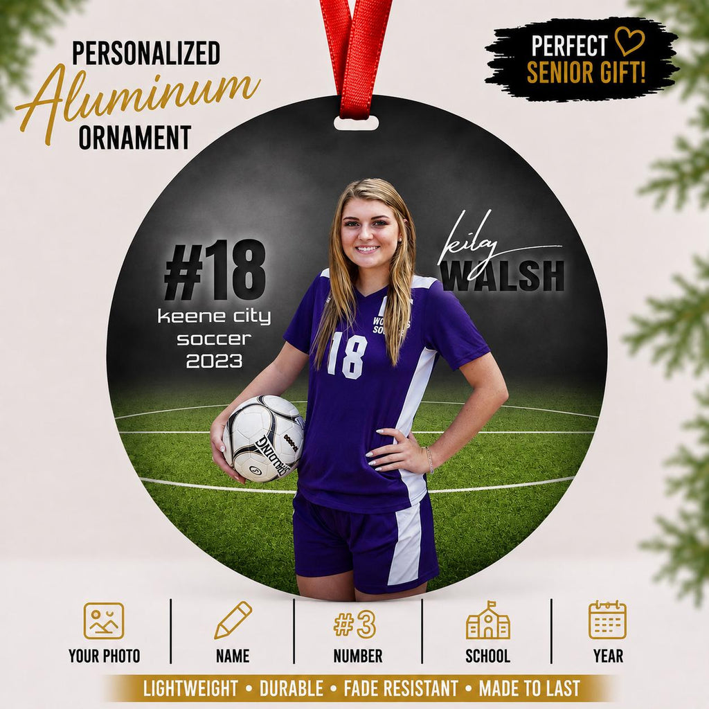 Personalized Soccer Ornament: Senior Player Photo Gift, Team End of Season