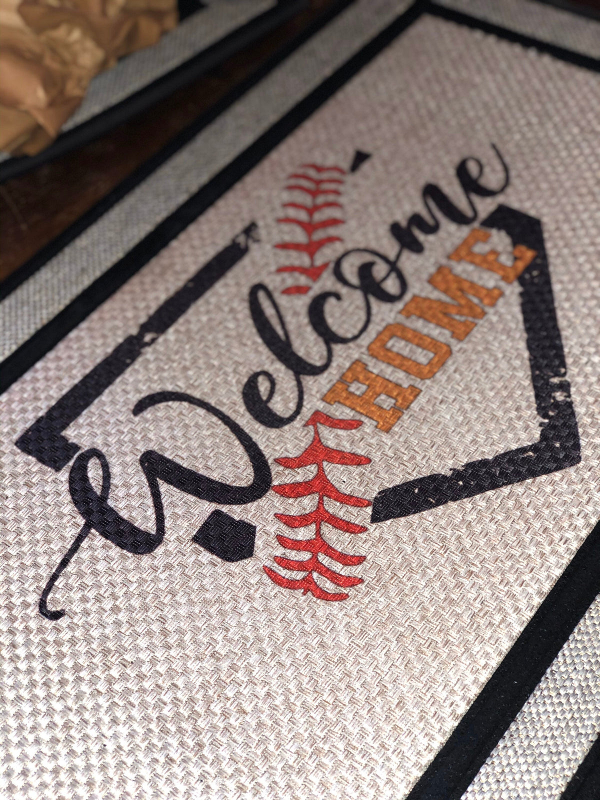 Personalized Baseball Welcome Doormat, Sports Family Gift