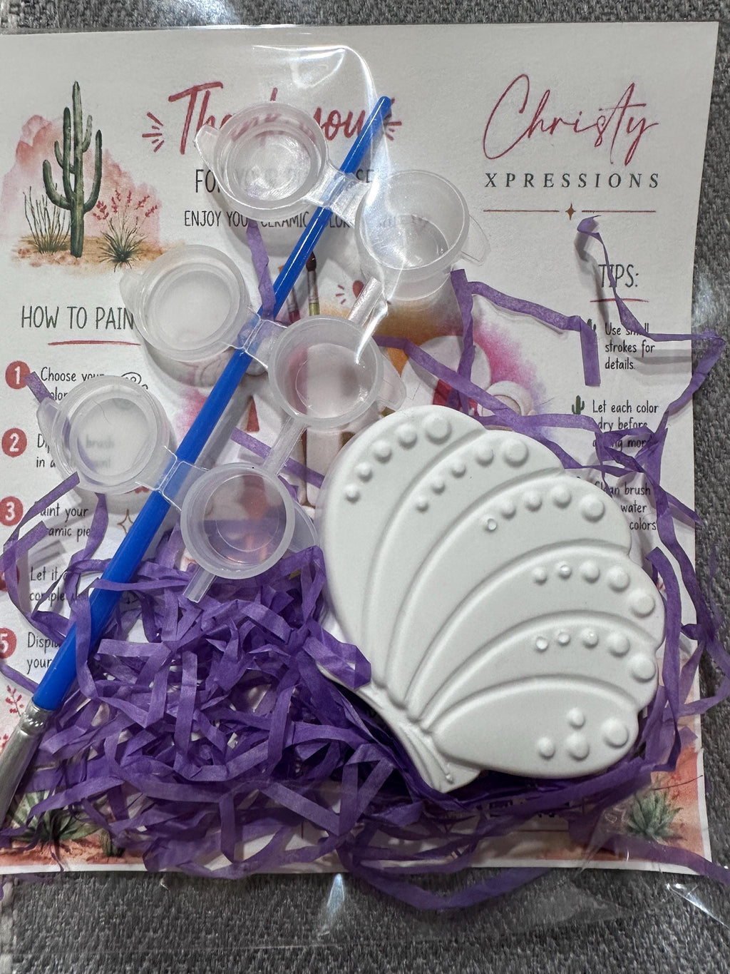 Ocean Theme Ceramic Coloring Kit, Sealife, Mermaid, Starfish, Turtle, Jellyfish, Seashell Figurines