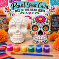 Day of the Dead Skull Painting Kit, DIY Sugar Skull Craft, Ceramic Resin Skull, Dia de los Muertos Decor, Paint Your Own Skull. Ofrenda