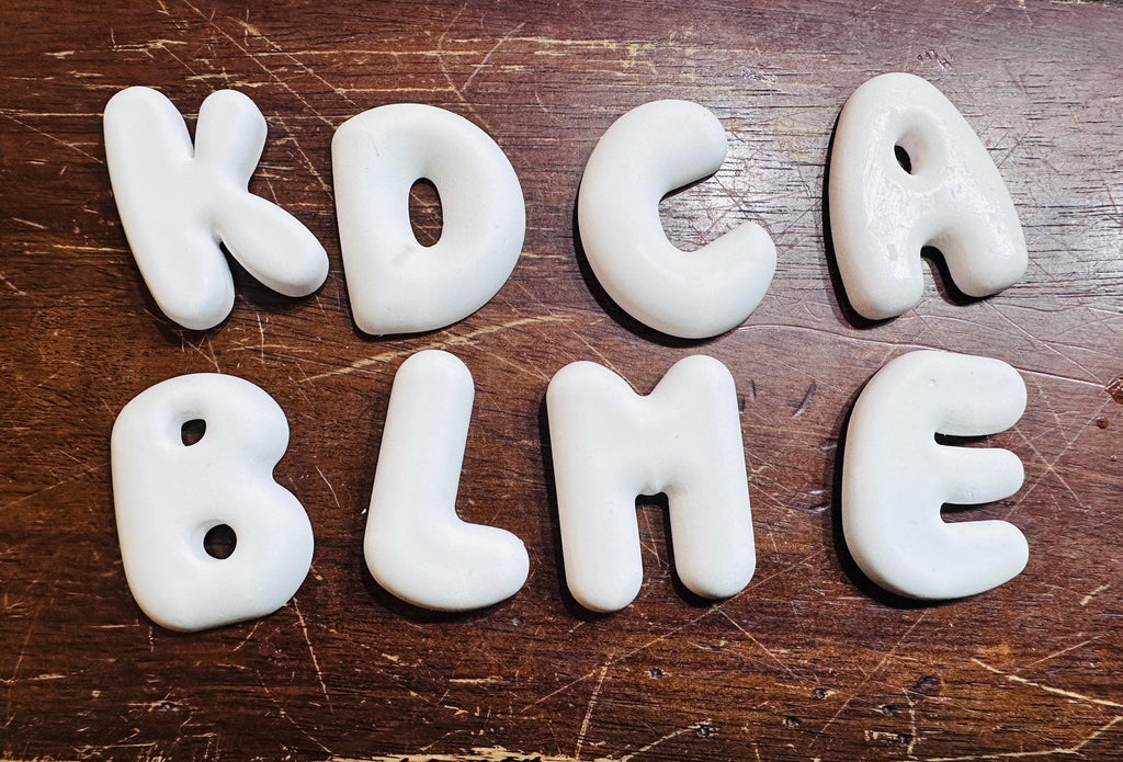 Bubble Letter Fridge Magnets. Paint Your Own Letter Fridge Magnet Kit, DIY Ceramic Alphabet Magnet Craft