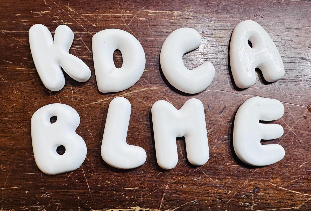 Bubble Letter Fridge Magnets. Paint Your Own Letter Fridge Magnet Kit, DIY Ceramic Alphabet Magnet Craft