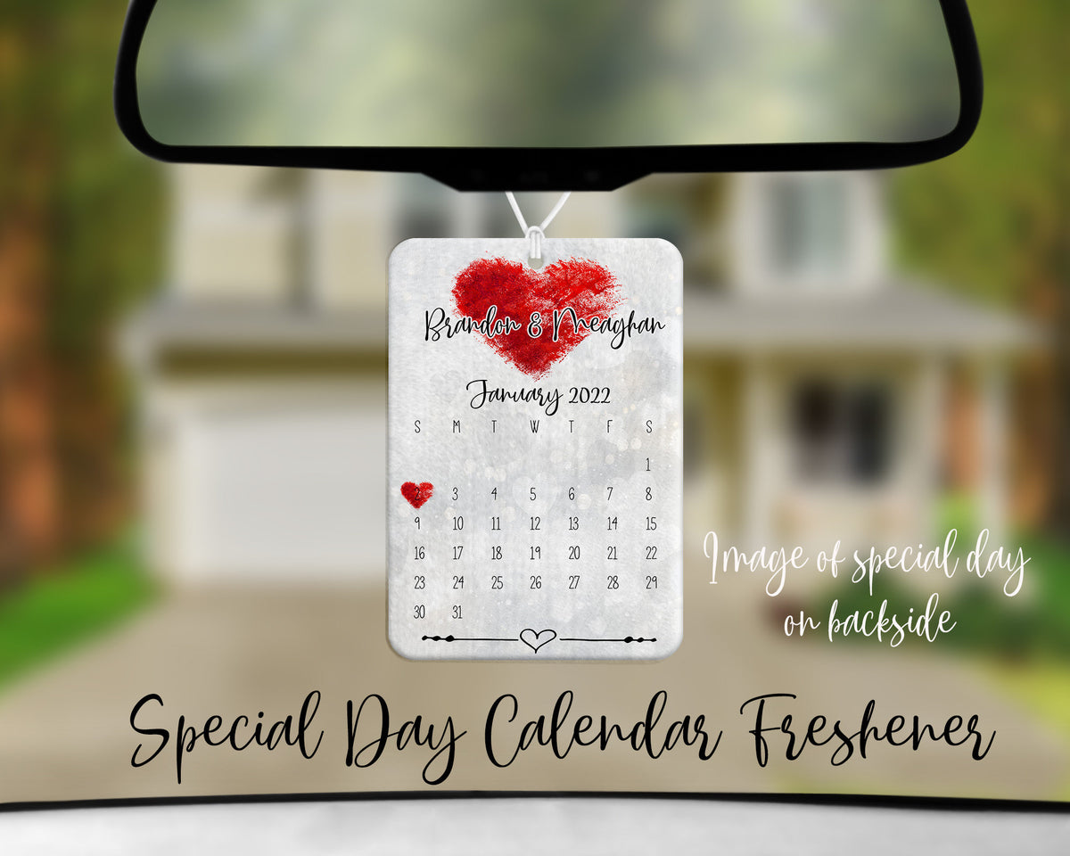 Personalized Calendar Air Freshener, Photo Anniversary Gift