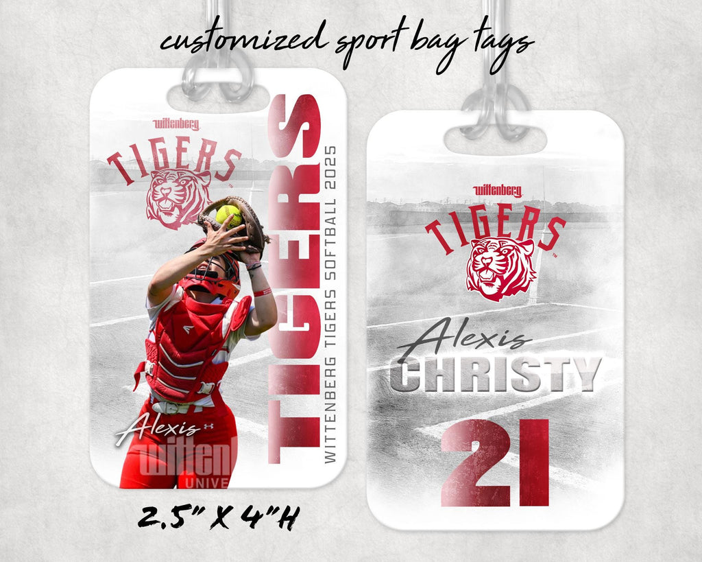 Personalized Sports Bag Tag, Custom Athlete Luggage Tag, Team Name & Number