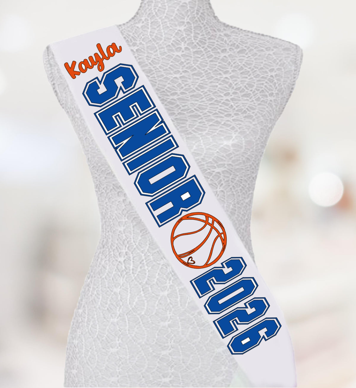 Personalized Basketball Senior Sash, Glitter HTV, Custom Sport Icon