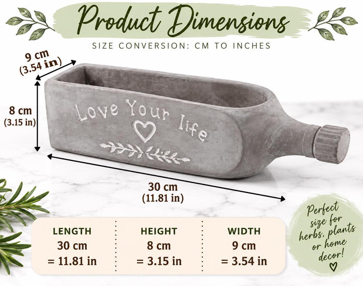 Concrete Wine Bottle Planter, Cement Succulent Planter, Rustic Industrial Home Decor