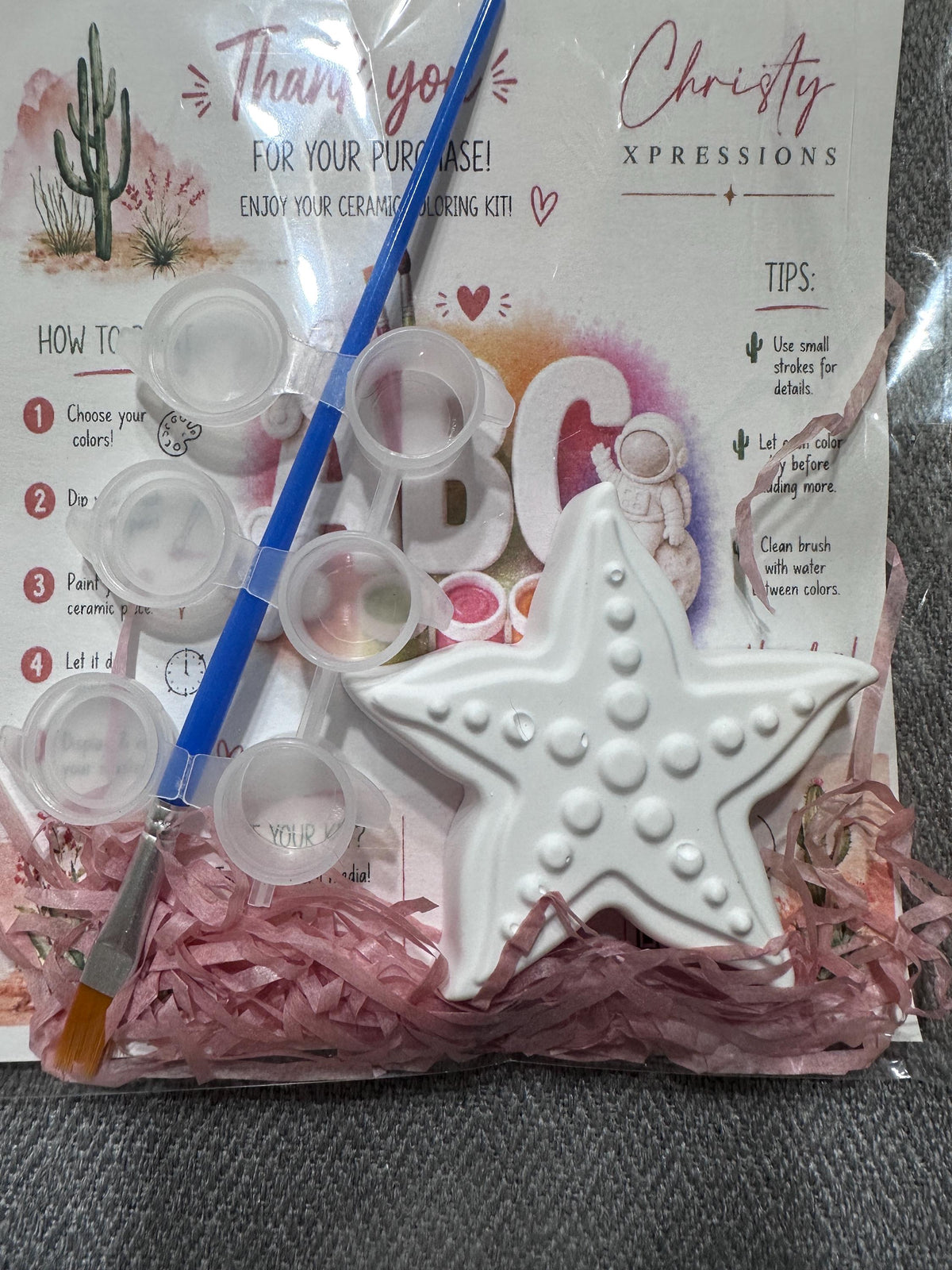 Ocean Theme Ceramic Coloring Kit, Sealife, Mermaid, Starfish, Turtle, Jellyfish, Seashell Figurines