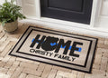 Thin Blue Line Doormat with Badge & Heart, Personalized Police Officer Gift