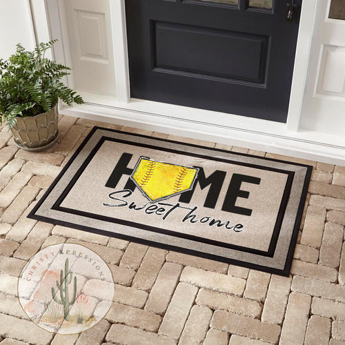 Baseball/Softball Doormat, Recycled Rubber, Fade Resistant