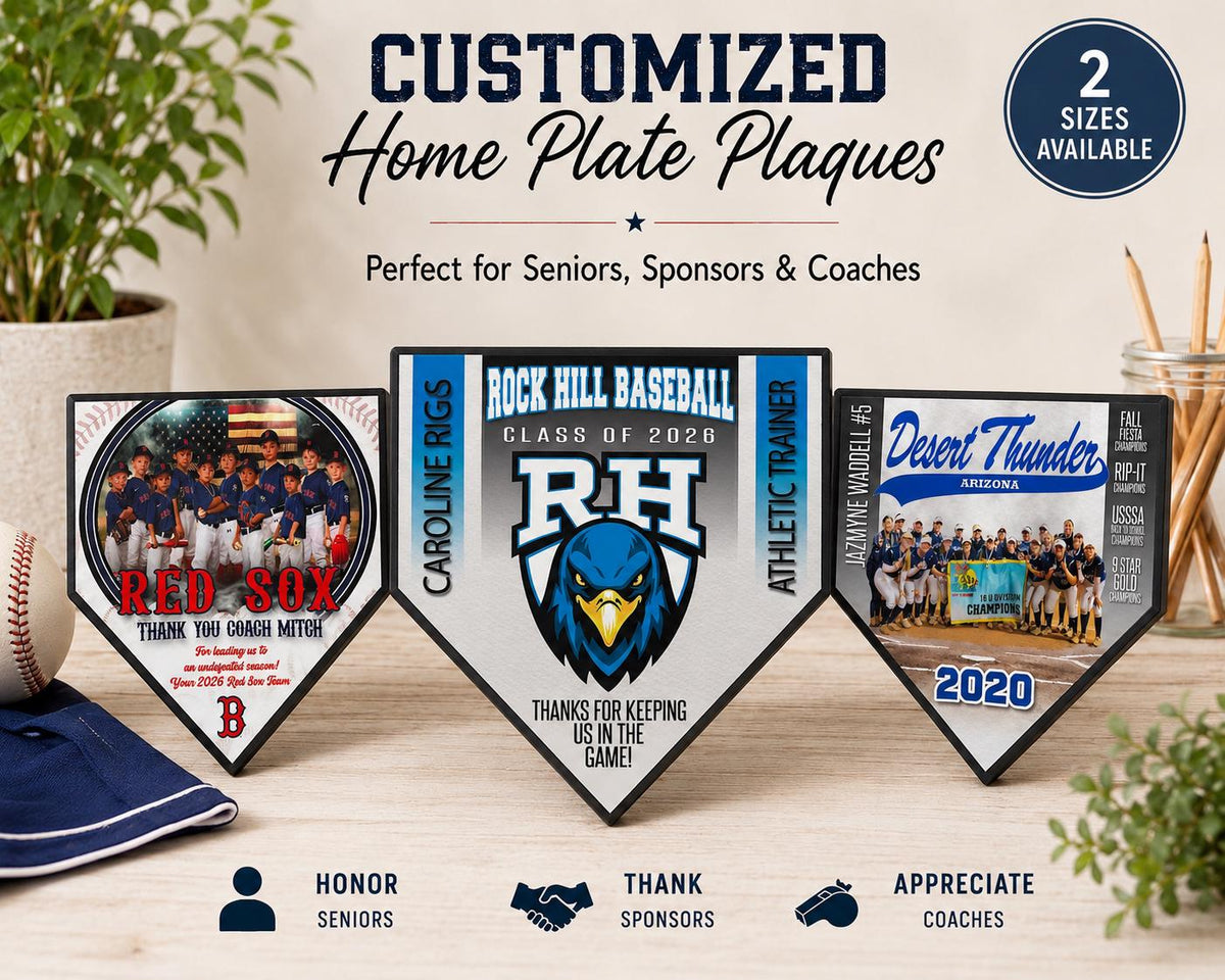 Personalized Softball/Baseball Home Plate Plaque, Custom Team Sports Award
