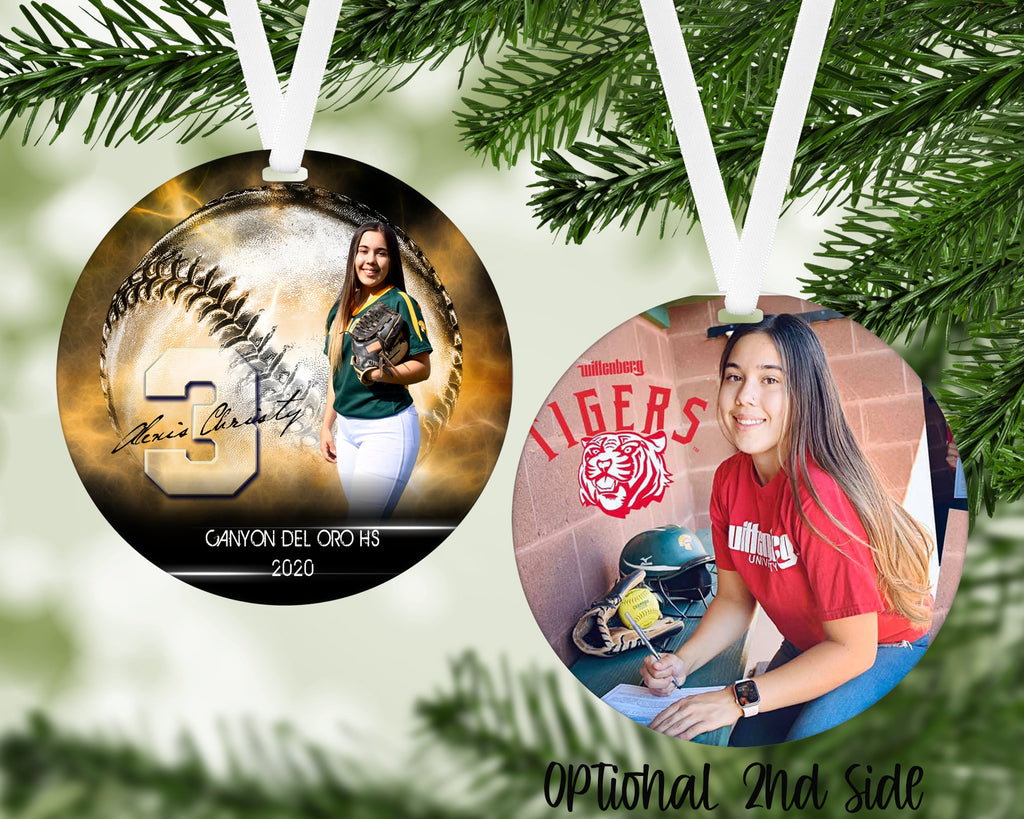 Personalized Softball Photo Ornament, Custom Senior Softball Gift, Senior Night Keepsake, Softball Player Christmas Ornament, Team Gift