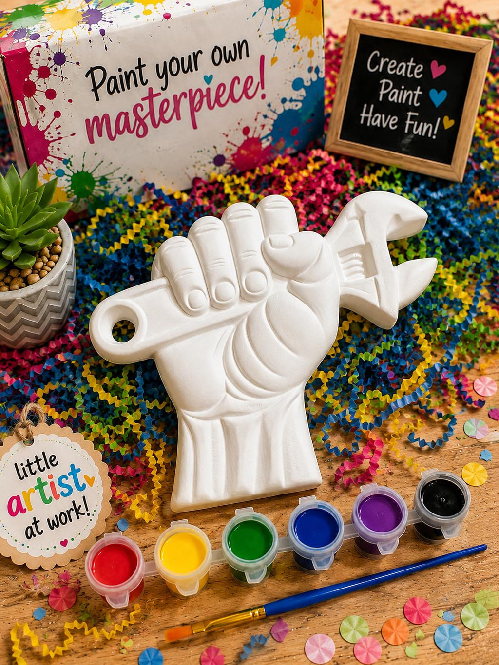 Paint Your Own Ceramic Hand Craft Kit, Kids Art Activity, DIY Painting Kit
