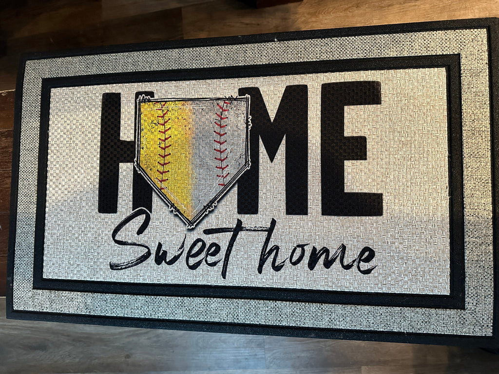 Baseball/Softball Doormat, Recycled Rubber, Fade Resistant