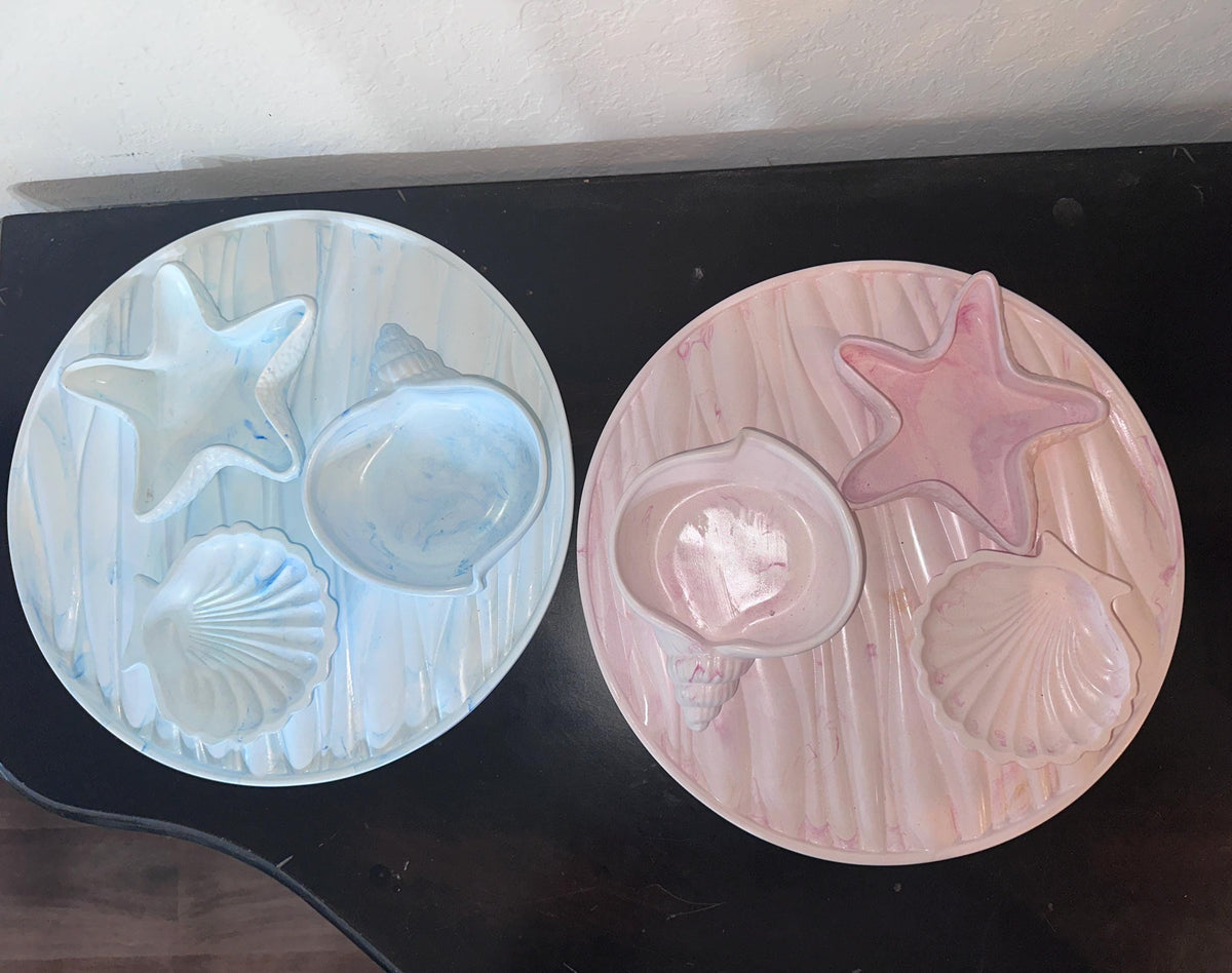 Coastal Shell Trinket Dish Set, Seashell Jewelry Tray, Beach Decor
