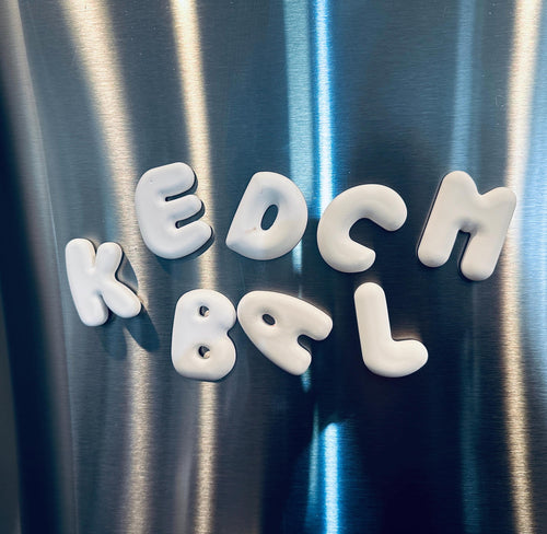 Bubble Letter Fridge Magnets. Paint Your Own Letter Fridge Magnet Kit, DIY Ceramic Alphabet Magnet Craft