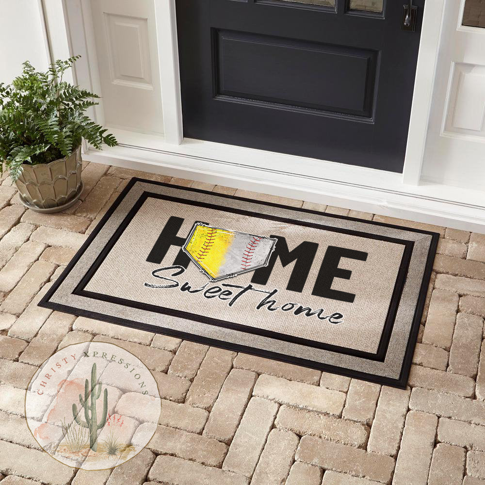 Baseball/Softball Doormat, Recycled Rubber, Fade Resistant
