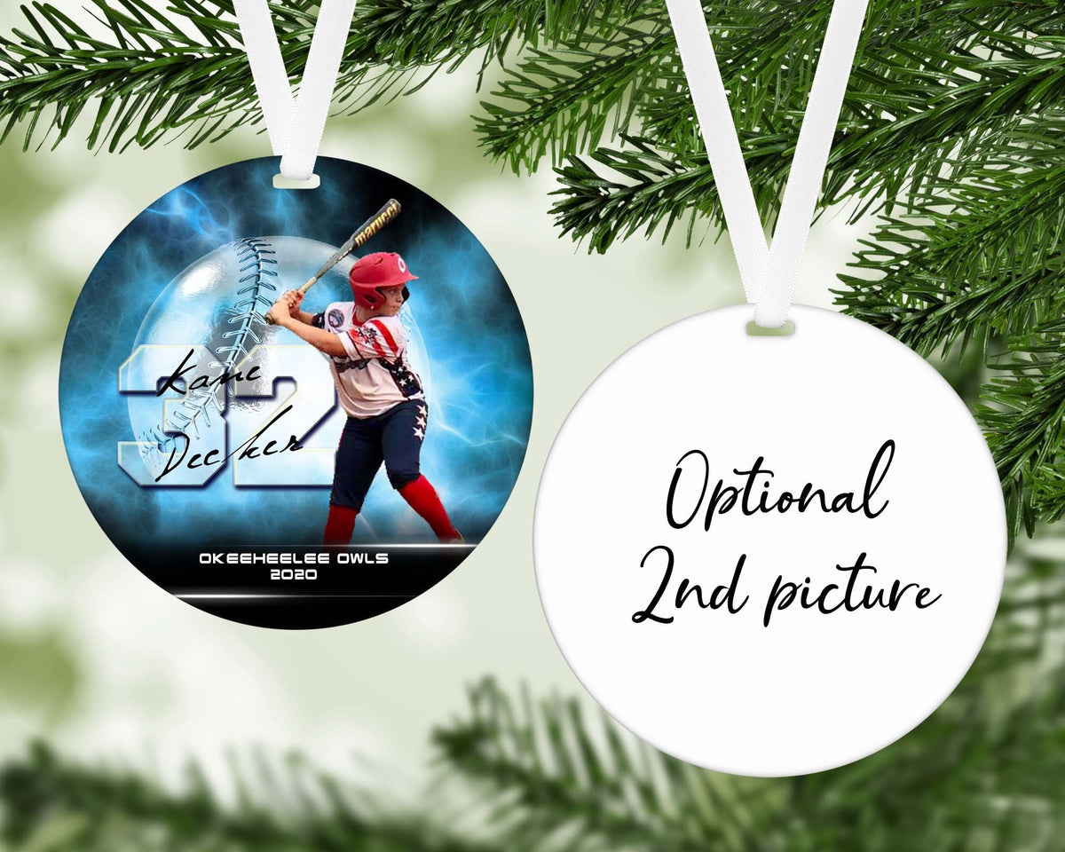 Personalized Baseball Photo Ornament, Custom Senior Baseball Gift, Senior Night Keepsake, Baseball Player Christmas Ornament, Team Gift