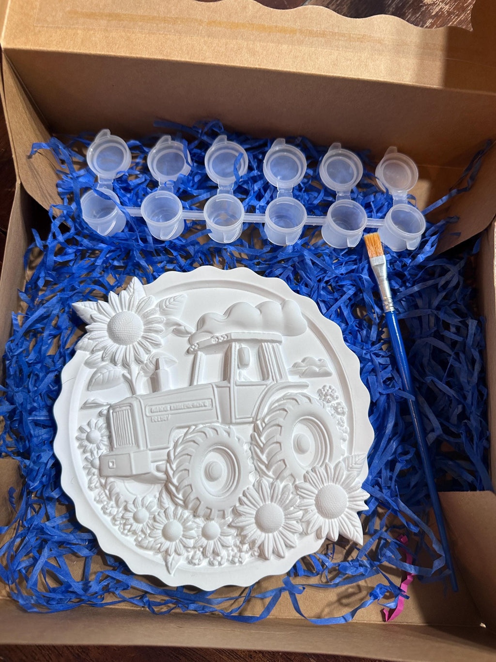 Tractor and sunflower field Coloring Kit. Paint your own Masterpiece