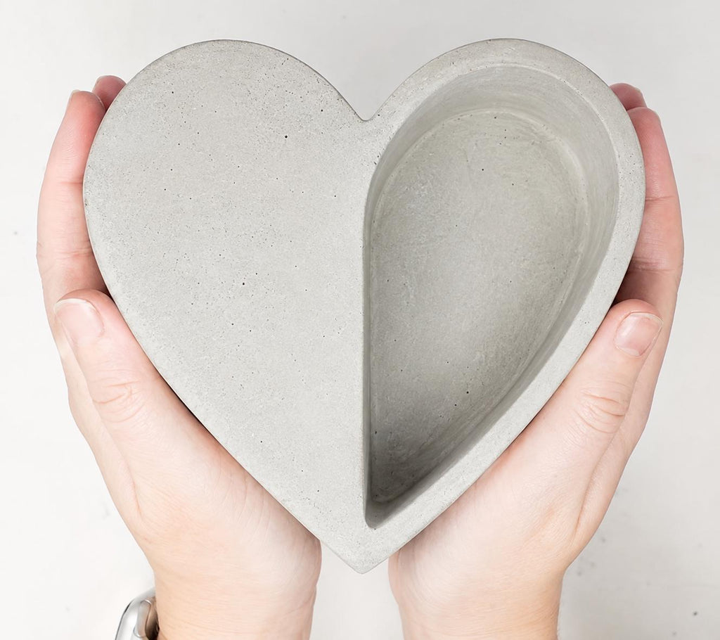 Cement Heart Planter, Half Heart Succulent Planter, Concrete Plant Pot, Modern Home Decor