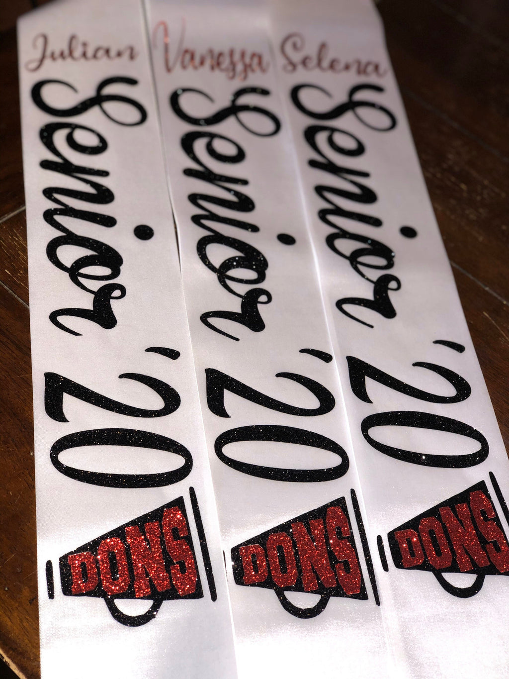 Senior Sashes for any sport or occasion. Glitter sashes