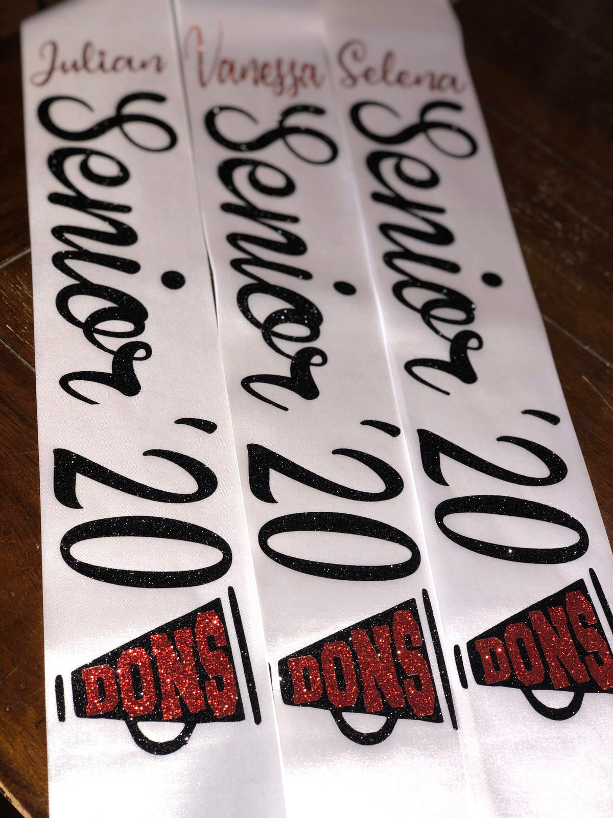 Senior Sashes for any sport or occasion. Glitter sashes