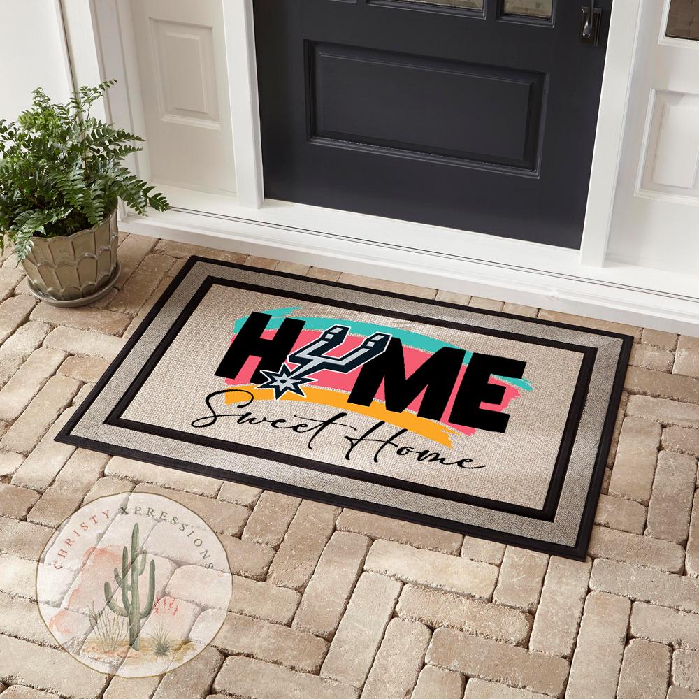 Spurs Basketball Home Sweet Home Doormat, Customizable Entryway Rug