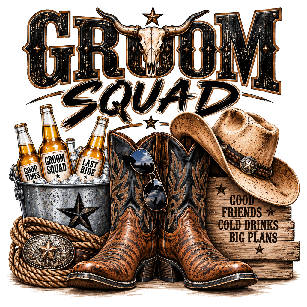 Groom Squad Western Shirt Design, Cowboy Bachelor Party SVG PNG, Groom Squad Sublimation Design, Western Wedding Digital Download
