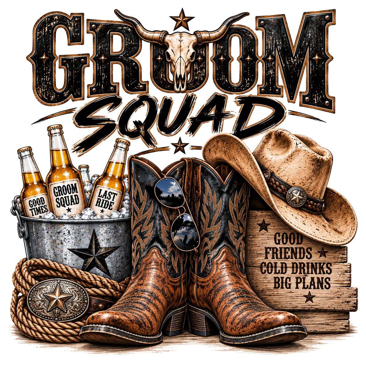 Groom Squad Western Shirt Design, Cowboy Bachelor Party SVG PNG, Groom Squad Sublimation Design, Western Wedding Digital Download