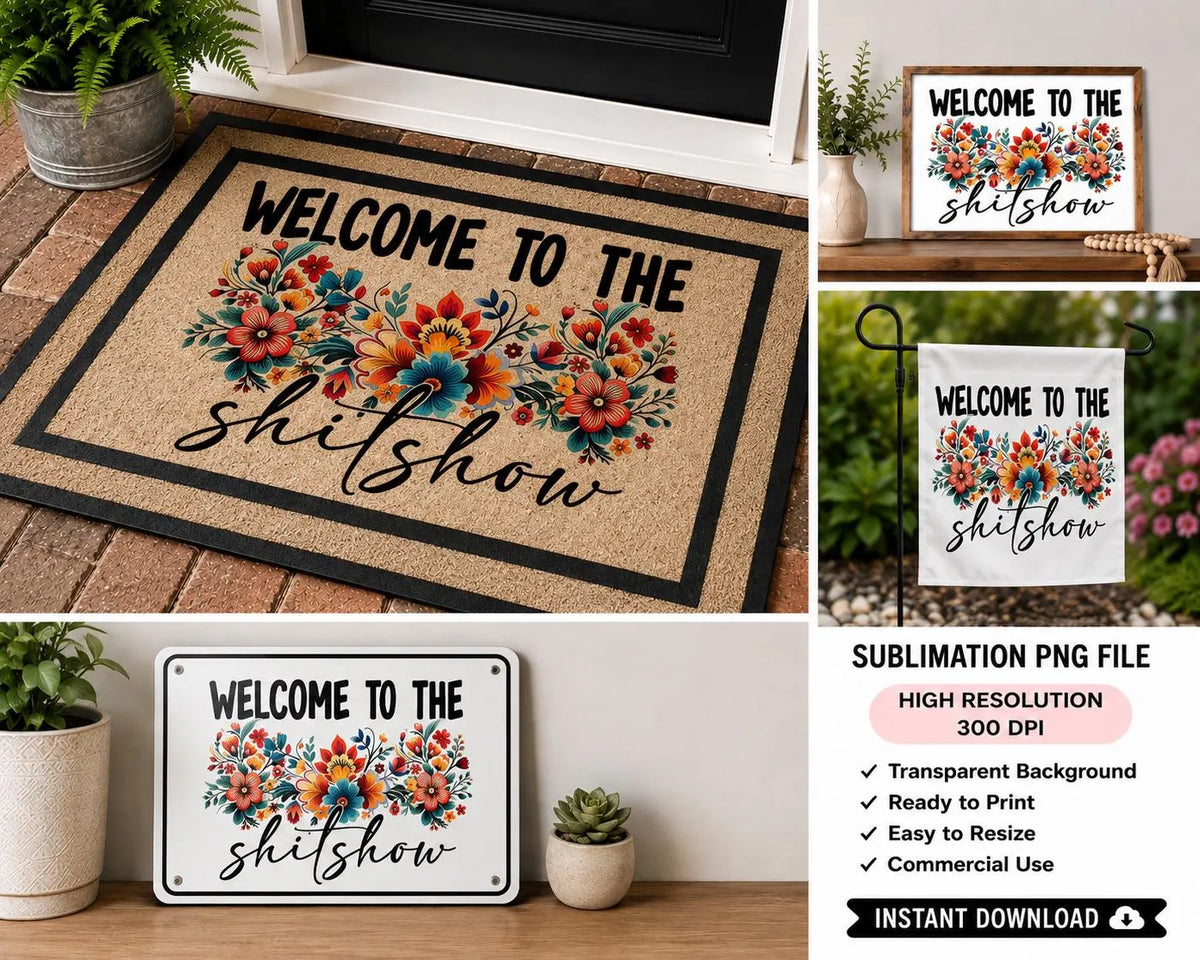 Floral Welcome to the Shishow Sublimation PNG | Welcome Sign Design | Doormat, Garden Flag & Metal Sign PNG