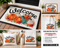 Fall Welcome Pumpkin Sublimation PNG, Autumn Porch Decor Design, Pumpkin Floral PNG, Doormat Towel Pillow Design