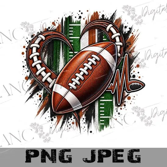Football Heart PNG, Football Sublimation Design, Sports Mom Shirt PNG, Game Day Football Graphic, Instant Download