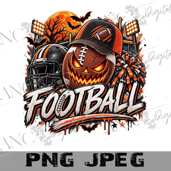 Halloween Football Sublimation PNG, Spooky Football Design, Fall Sports Shirt Transfer