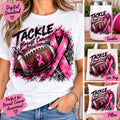 Football Breast Cancer Awareness Sublimation PNG, Tackle Breast Cancer Design, Pink Ribbon Football PNG, October Awareness Digital Download