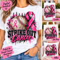 Baseball Breast Cancer Awareness Sublimation PNG, Strike Out Cancer Baseball Design, Pink Ribbon Sports PNG, October Awareness Digital