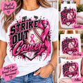 Baseball Breast Cancer Awareness PNG, Strike Out Cancer Sublimation Design, Baseball Pink Ribbon PNG, Breast Cancer Sports Download