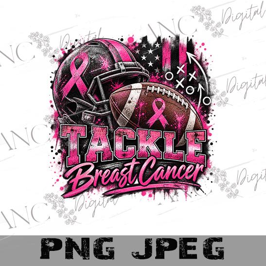 Football Breast Cancer Awareness PNG, Tackle Breast Cancer Sublimation Design, Pink Ribbon Football PNG, October Awareness Digital Download