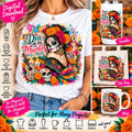 Dia de los Muertos PNG, Sugar Skull Sublimation Design, Watercolor Catrina PNG, Day of the Dead Shirt Design