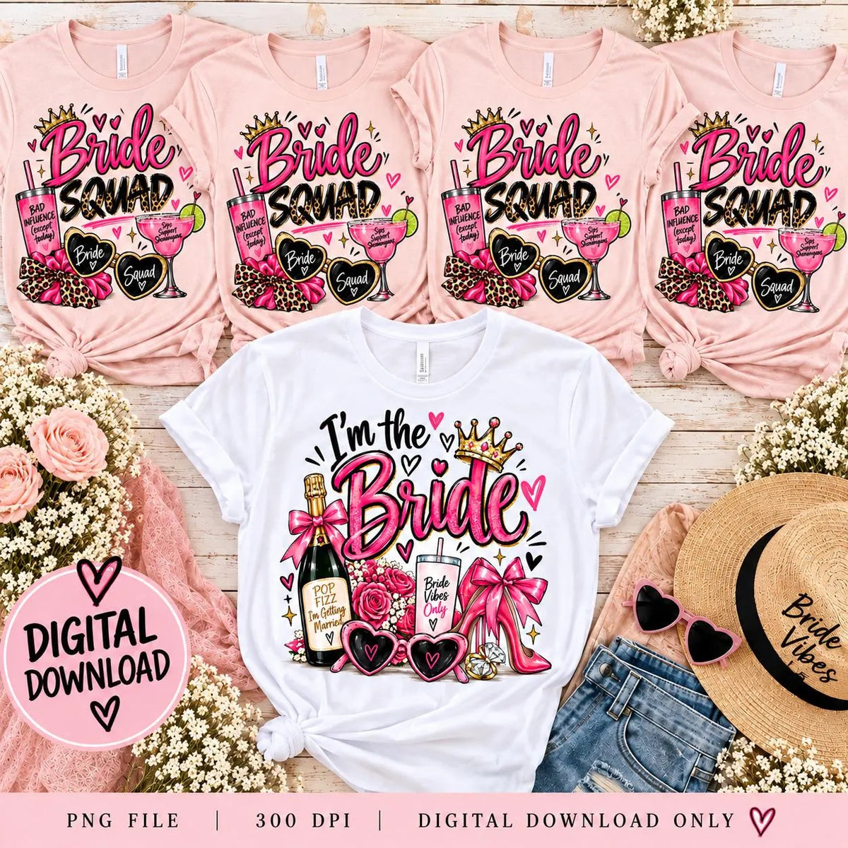 Bride Squad Shirt PNG, I’m the Bride PNG, Funny Bachelorette Shirt Design, Bridal Party Sublimation, Bride Squad Digital Download