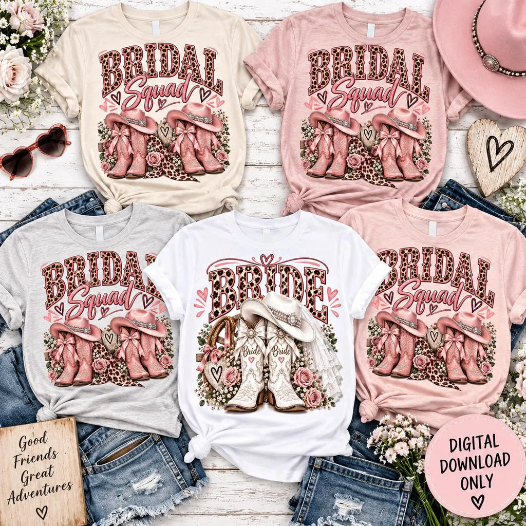 Bridal Squad Shirt PNG, Bride Shirt PNG, Western Cowgirl Bride, Bachelorette Party Sublimation, Bridal Party Boots, Digital Download