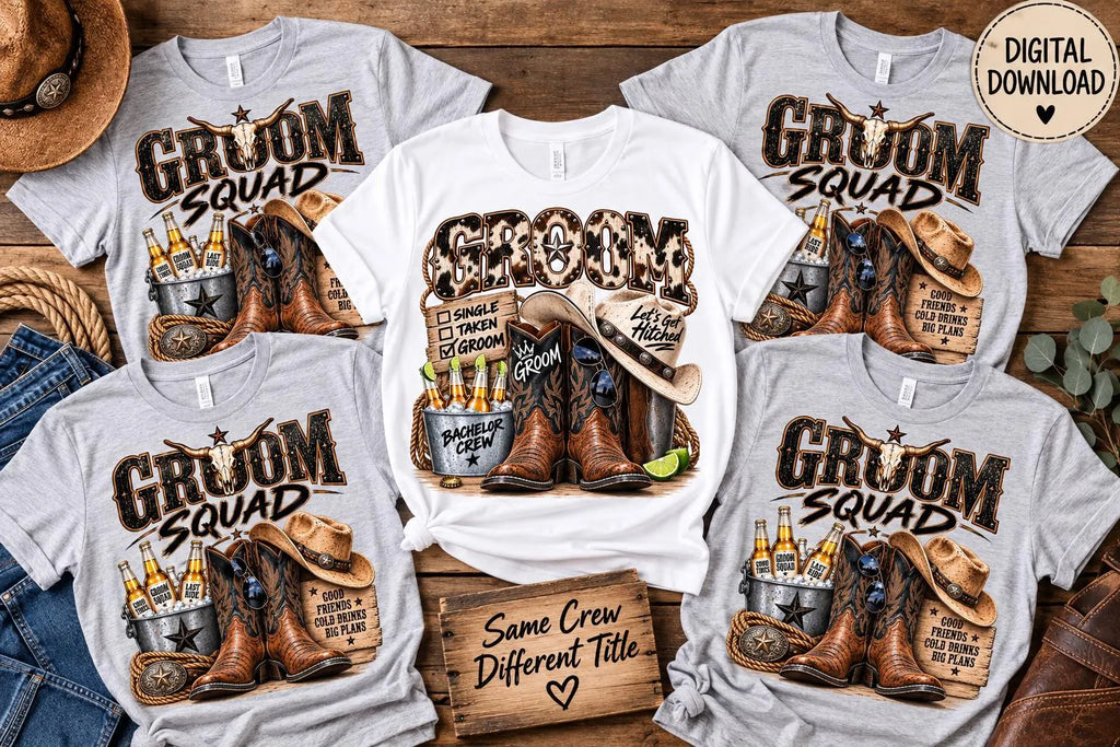 Groom Squad Western Shirt Design, Cowboy Bachelor Party SVG PNG, Groom Squad Sublimation Design, Western Wedding Digital Download