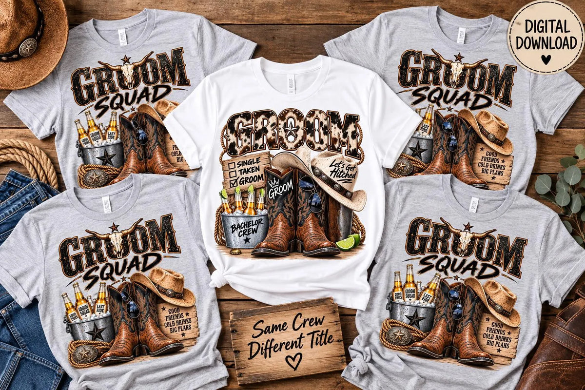 Groom Squad Western Shirt Design, Cowboy Bachelor Party SVG PNG, Groom Squad Sublimation Design, Western Wedding Digital Download